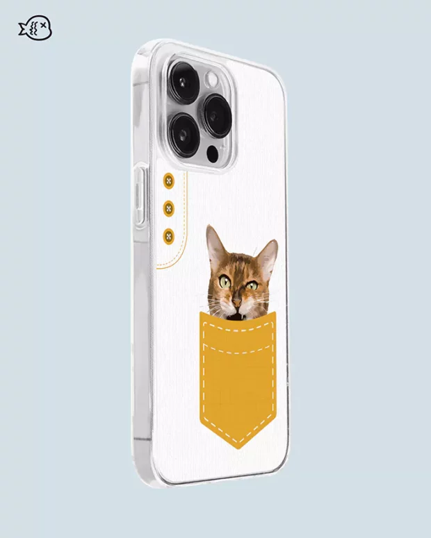 Personalized Pet Pocket Phone Case, Custom Pet Phone Case, Cat Illustration